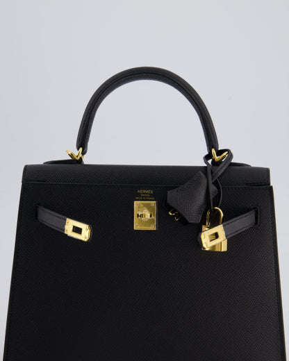 *HOLY GRAIL* Hermès Kelly 25cm Sellier Bag in Black Epsom Leather with Gold Hardware