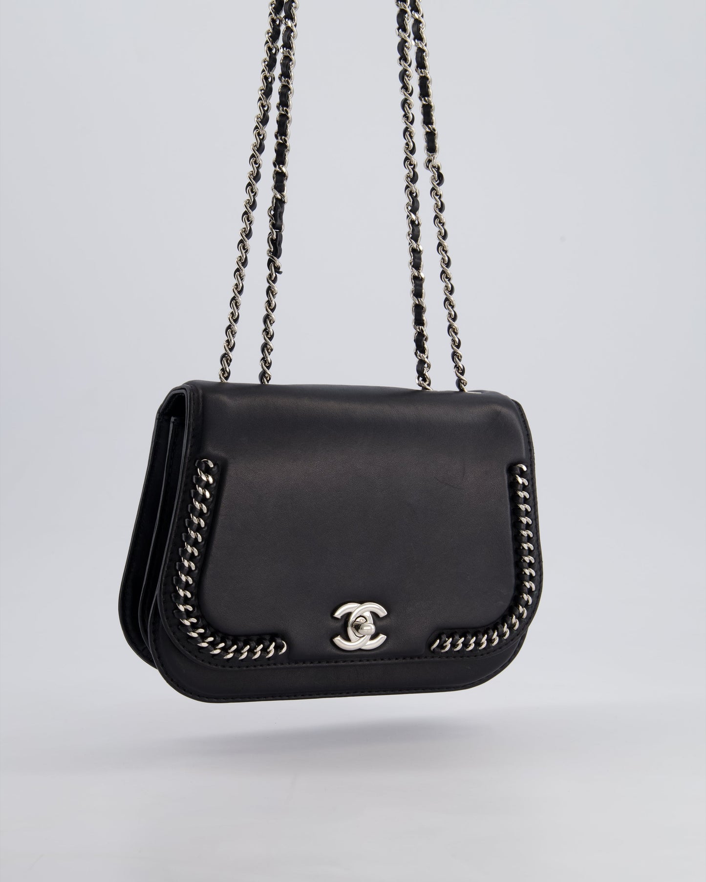 Chanel Braided Chic Flap Bag in Black Lambskin Leather with Silver Hardware