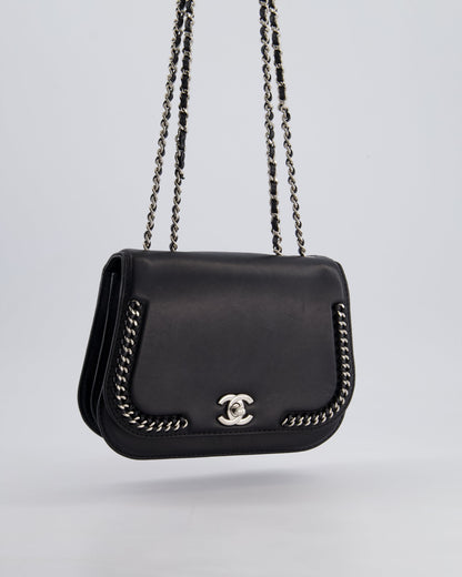 Chanel Braided Chic Flap Bag in Black Lambskin Leather with Silver Hardware