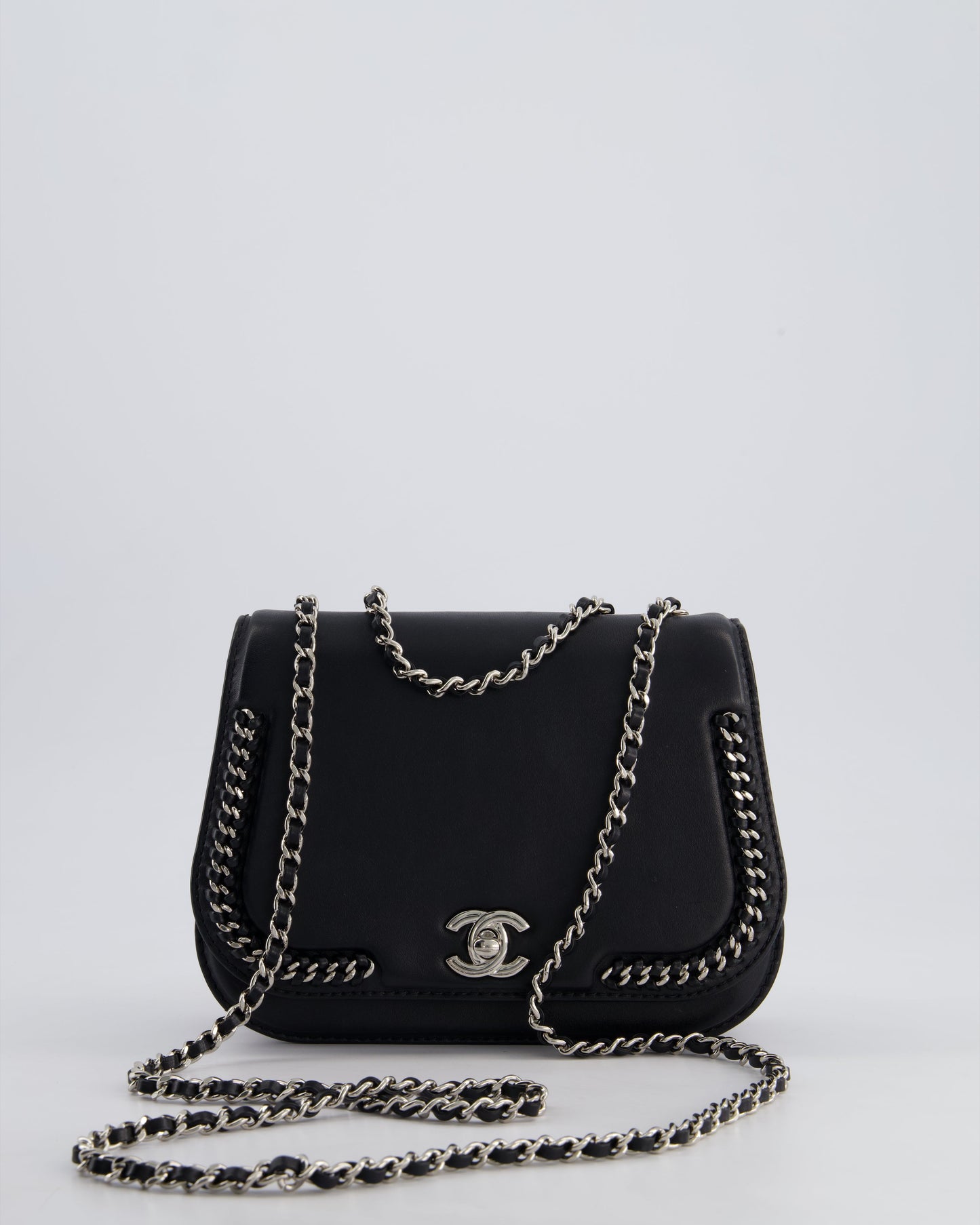 Chanel Braided Chic Flap Bag in Black Lambskin Leather with Silver Hardware