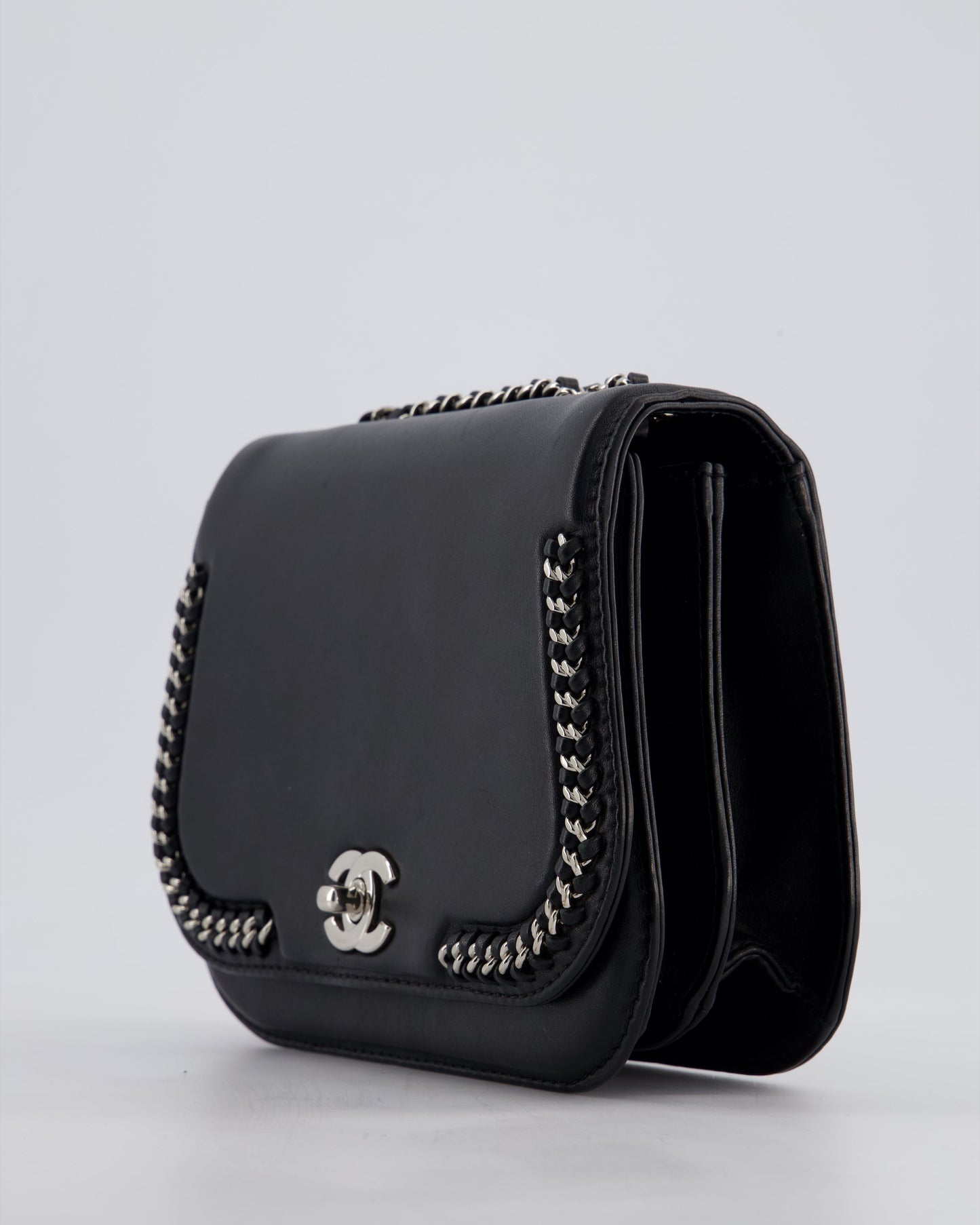 Chanel Braided Chic Flap Bag in Black Lambskin Leather with Silver Hardware