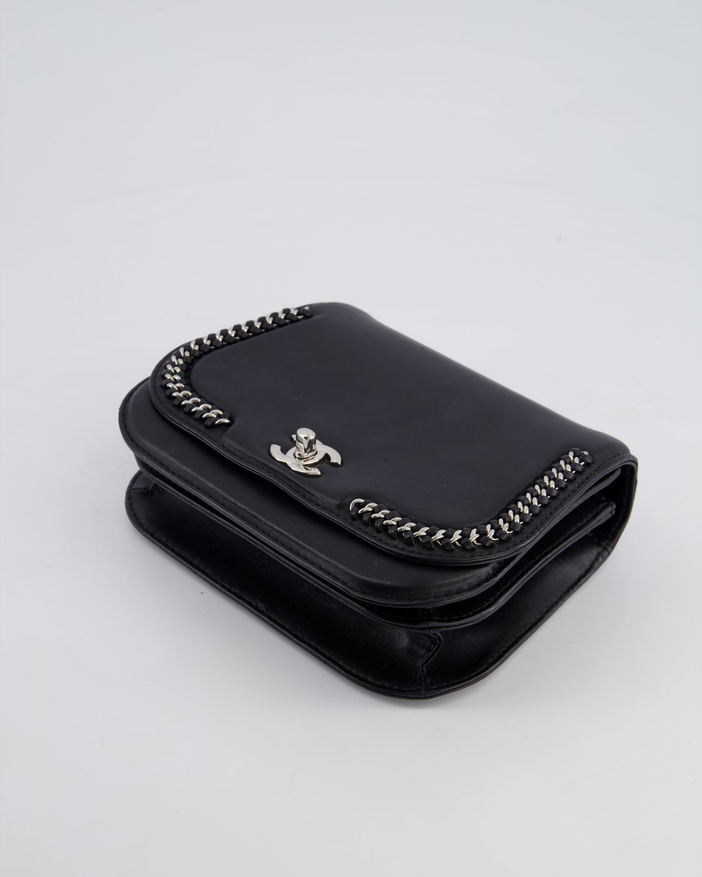 Chanel Braided Chic Flap Bag in Black Lambskin Leather with Silver Hardware