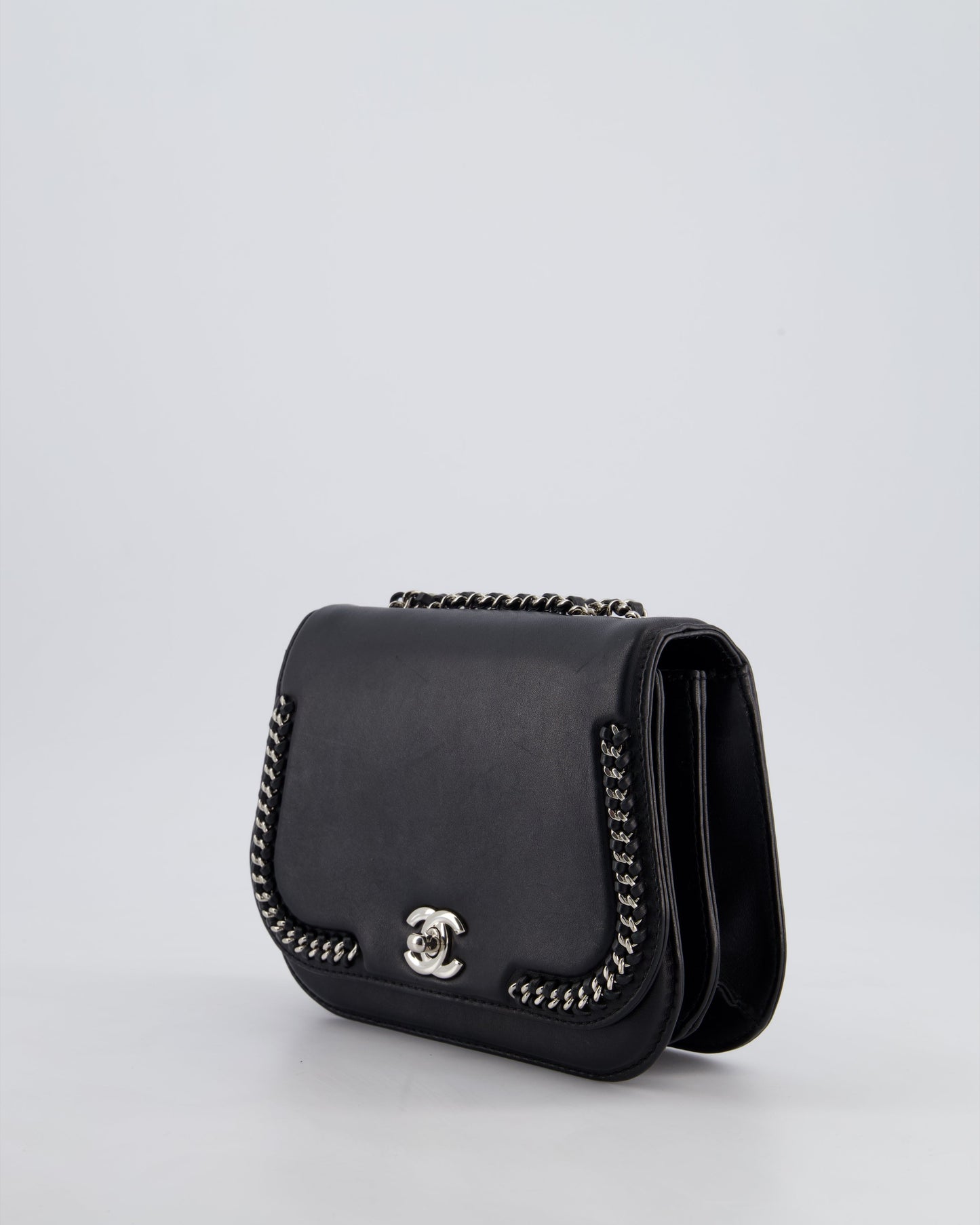 Chanel Braided Chic Flap Bag in Black Lambskin Leather with Silver Hardware