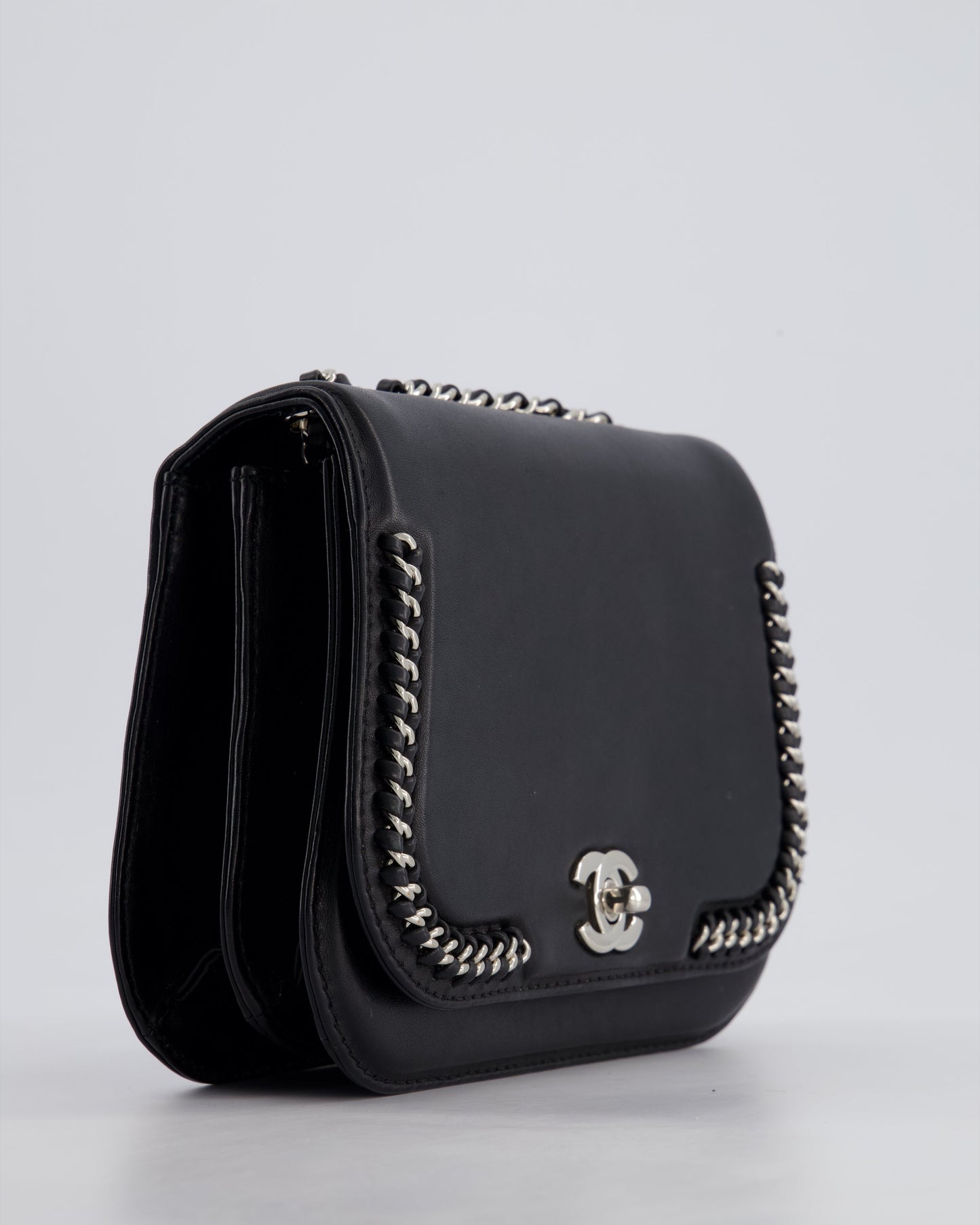 Chanel Braided Chic Flap Bag in Black Lambskin Leather with Silver Hardware