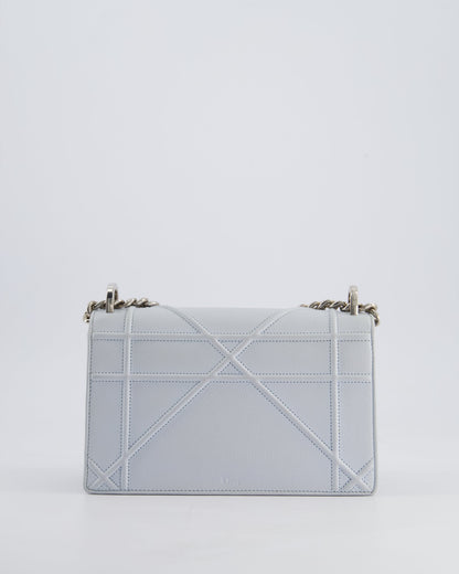 Christian Dior Baby Blue Small Diorama Flap Bag in Grained Calfskin Leather with Silver Hardware