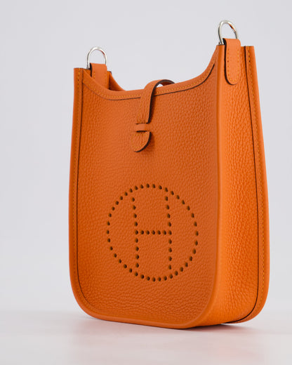 Hermès Mini Evelyne 16 Bag in Feu Clemence Leather with Palladium Hardware