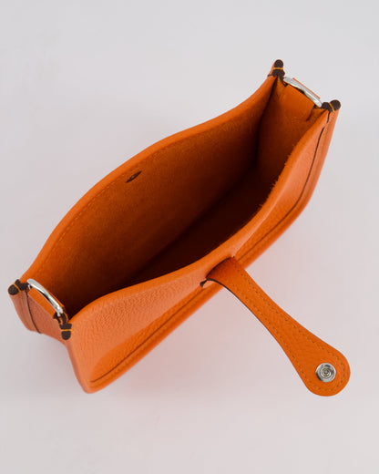 Hermès Mini Evelyne 16 Bag in Feu Clemence Leather with Palladium Hardware