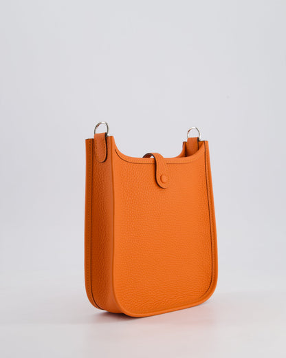 Hermès Mini Evelyne 16 Bag in Feu Clemence Leather with Palladium Hardware