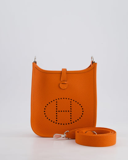 Hermès Mini Evelyne 16 Bag in Feu Clemence Leather with Palladium Hardware