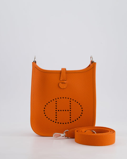 Hermès Mini Evelyne 16 Bag in Feu Clemence Leather with Palladium Hardware