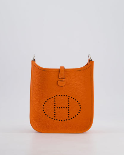 Hermès Mini Evelyne 16 Bag in Feu Clemence Leather with Palladium Hardware