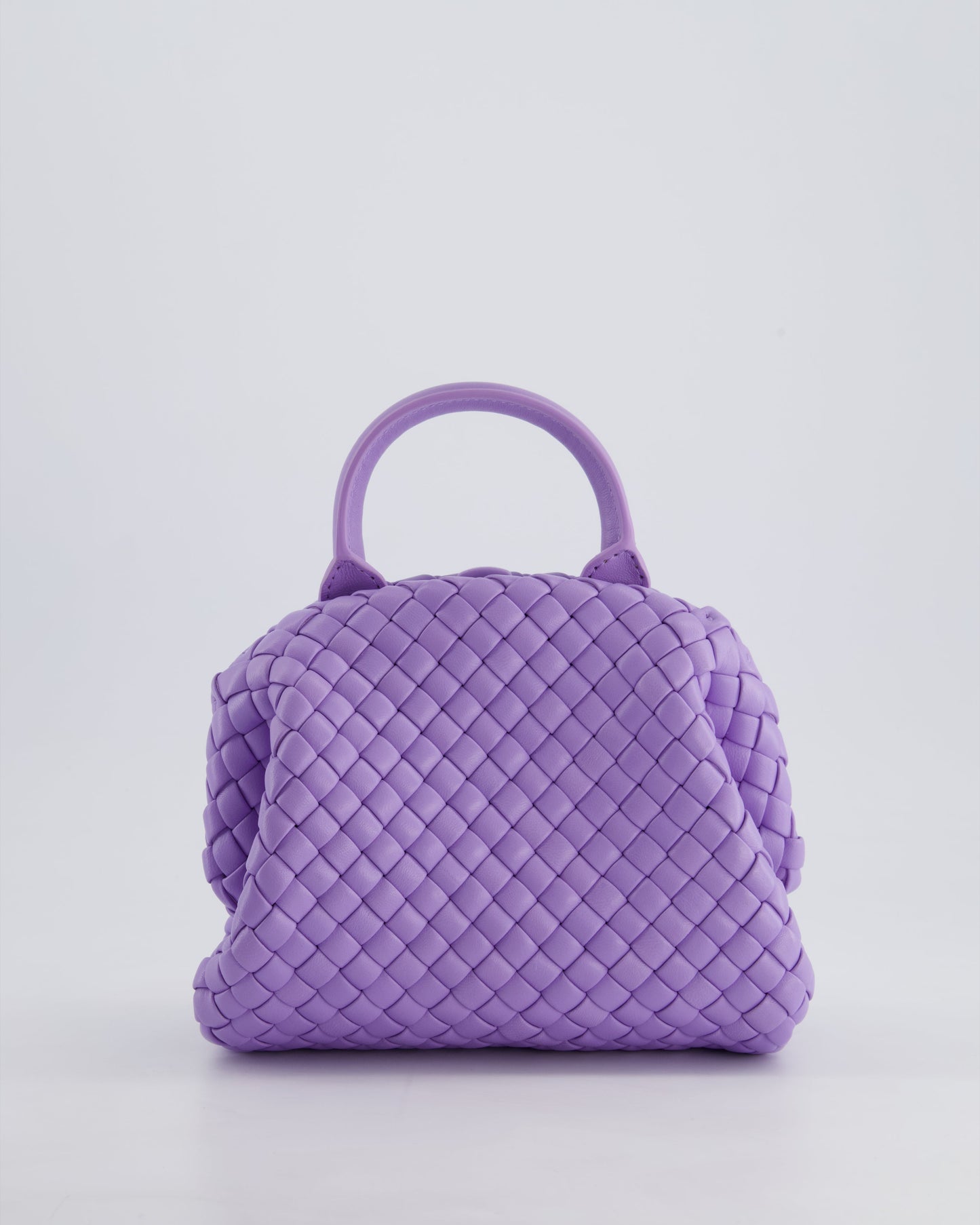 Bottega Veneta Pastel Purple Intrecciato Leather Top Handle Bag with Strap