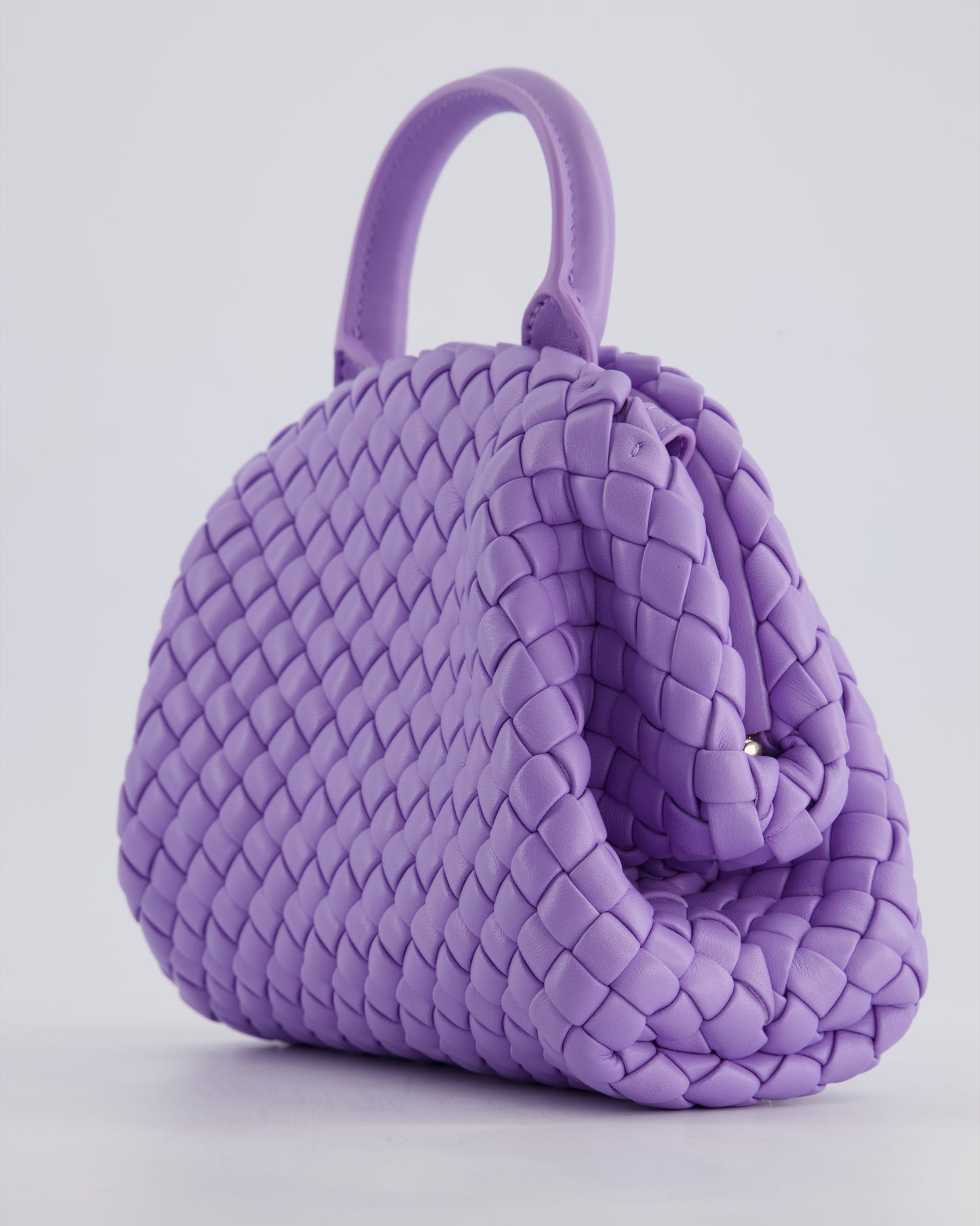 Bottega Veneta Pastel Purple Intrecciato Leather Top Handle Bag with Strap