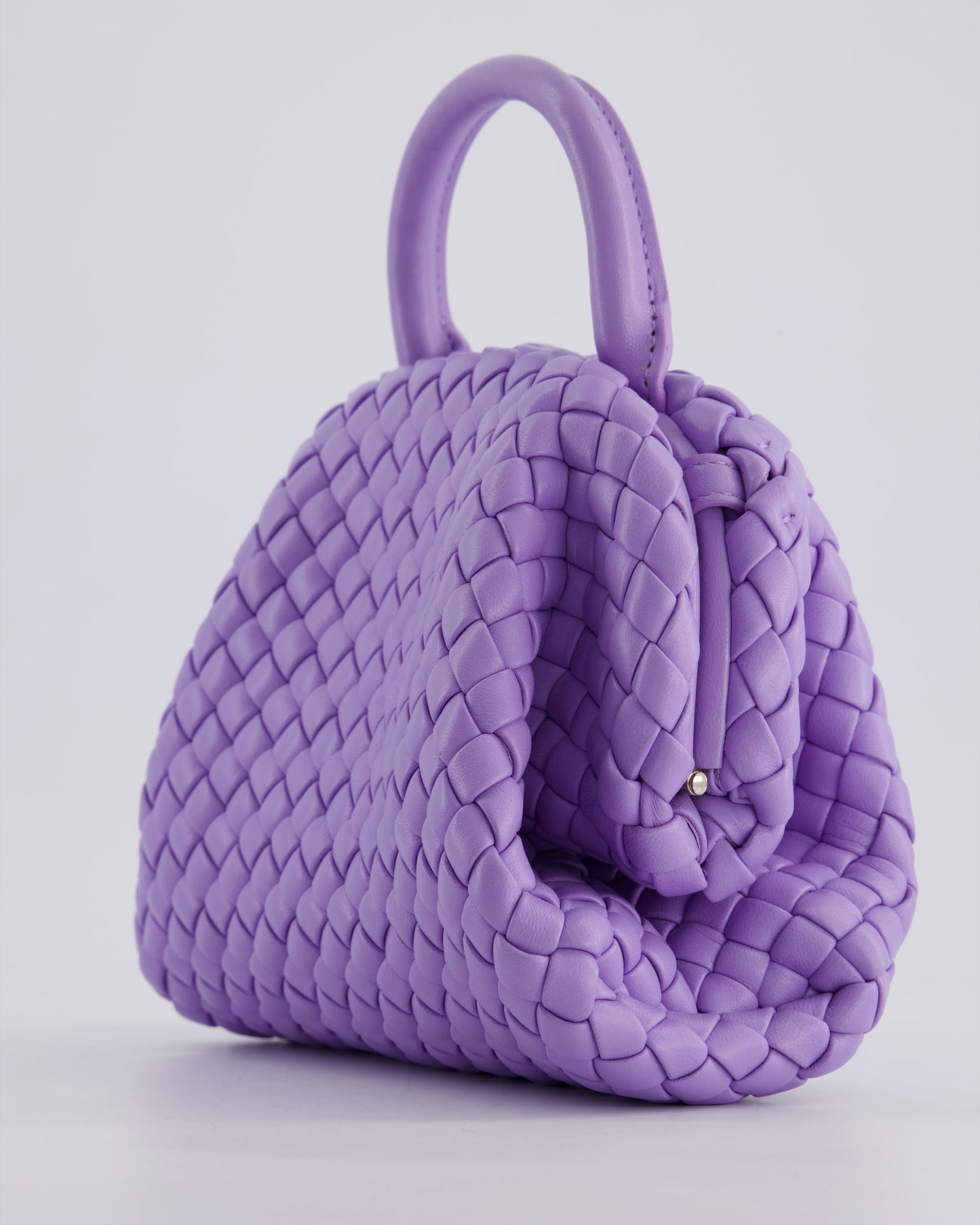 Bottega Veneta Pastel Purple Intrecciato Leather Top Handle Bag with Strap