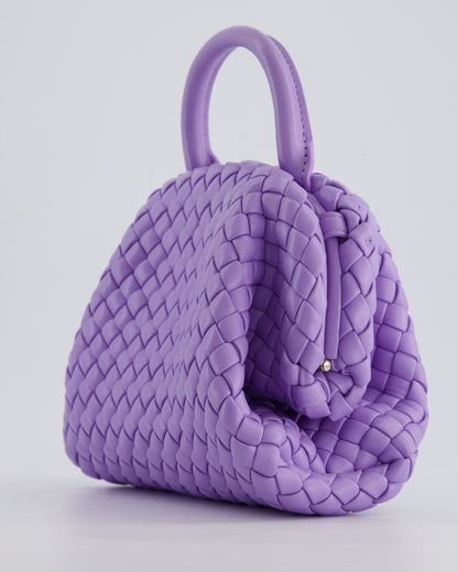 Bottega Veneta Pastel Purple Intrecciato Leather Top Handle Bag with Strap