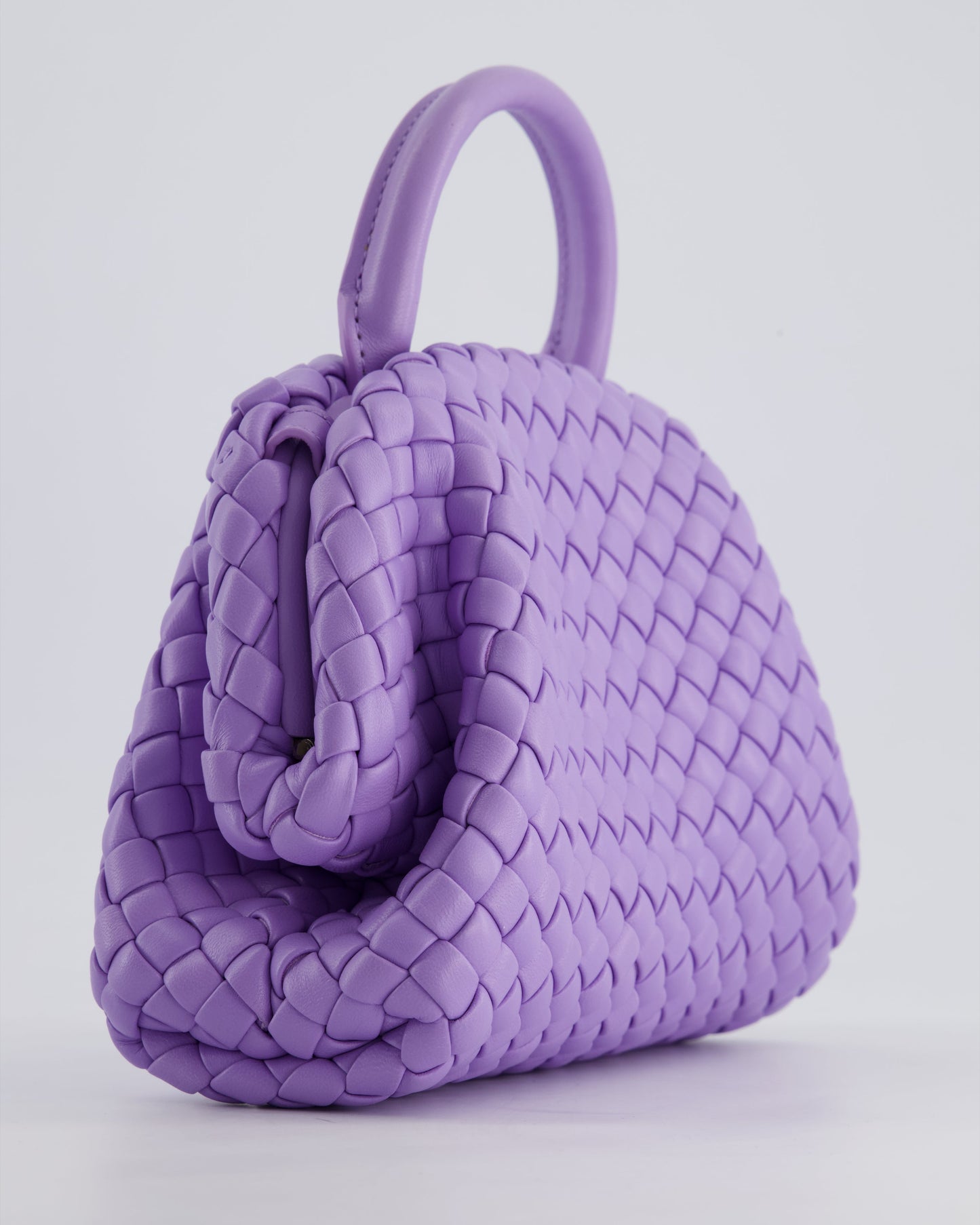 Bottega Veneta Pastel Purple Intrecciato Leather Top Handle Bag with Strap