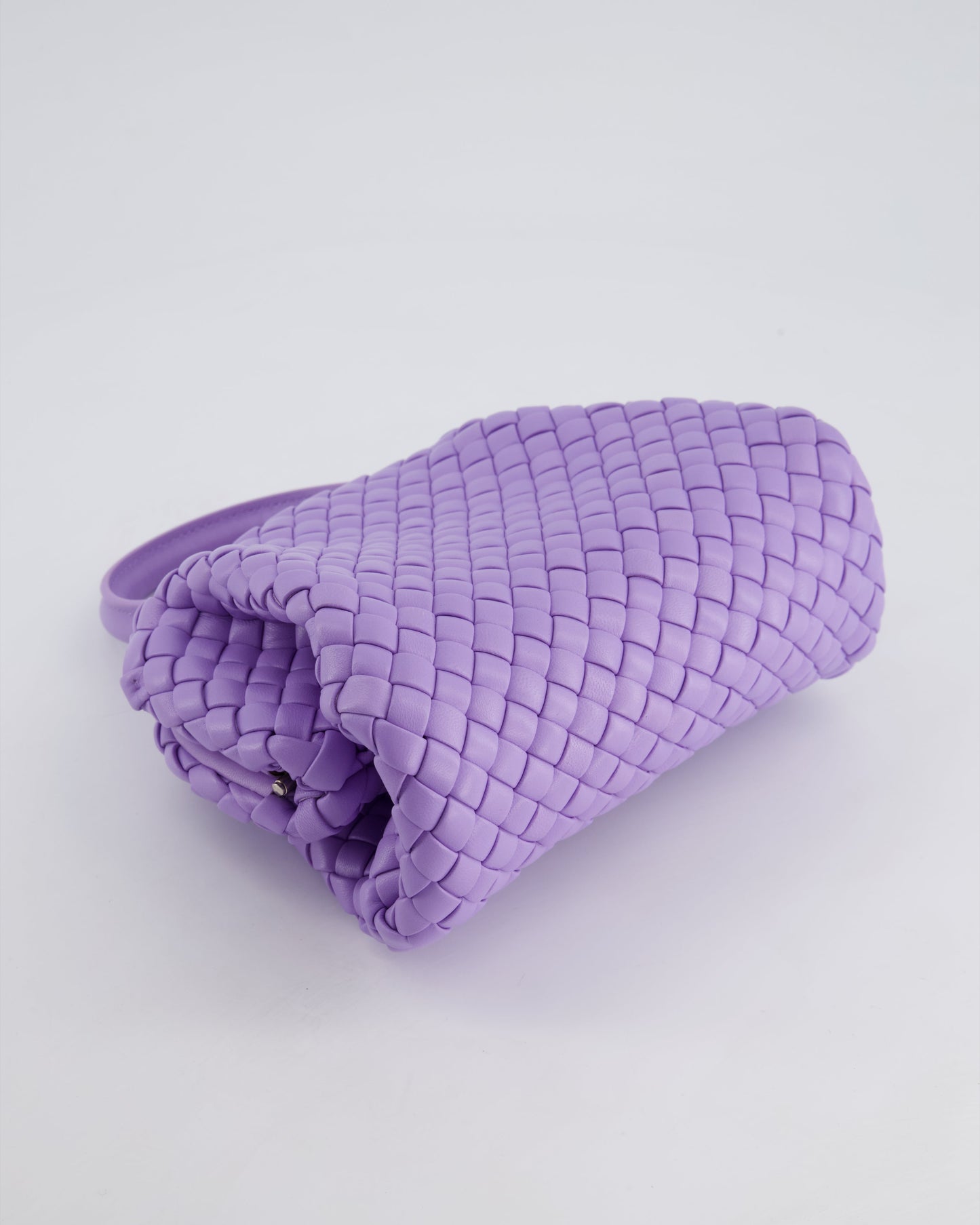 Bottega Veneta Pastel Purple Intrecciato Leather Top Handle Bag with Strap