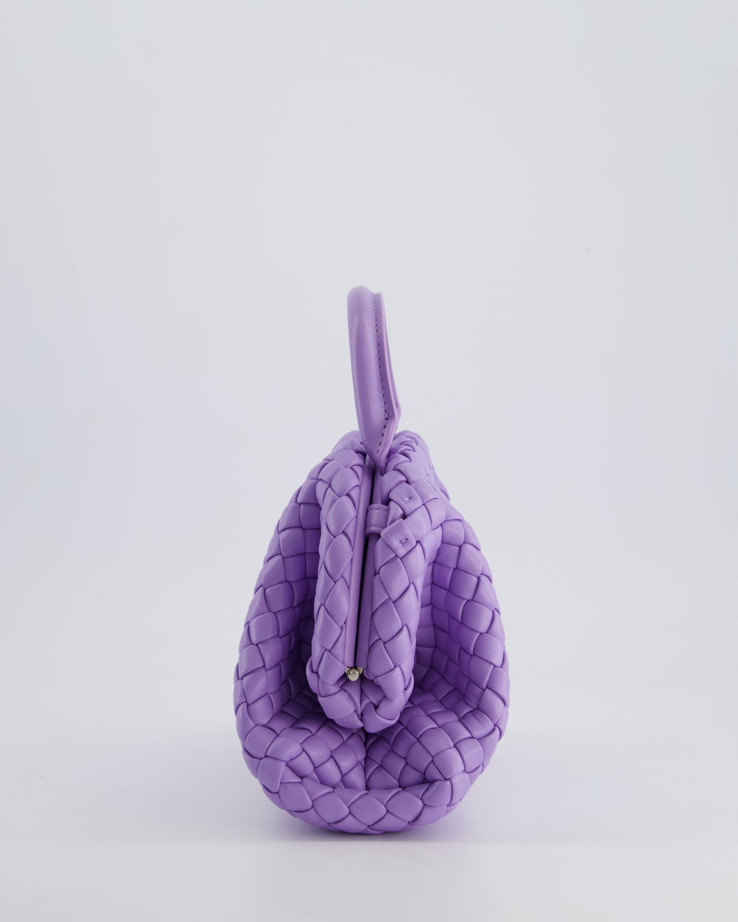 Bottega Veneta Pastel Purple Intrecciato Leather Top Handle Bag with Strap