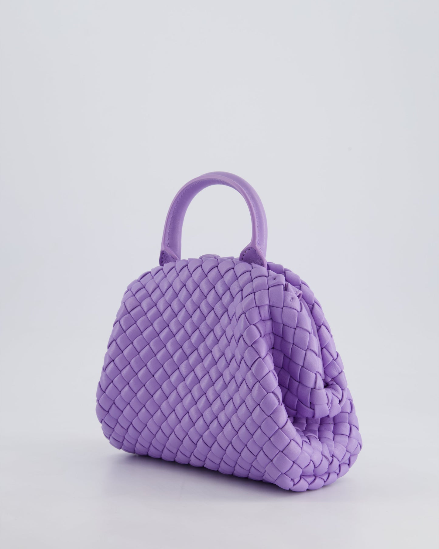 Bottega Veneta Pastel Purple Intrecciato Leather Top Handle Bag with Strap