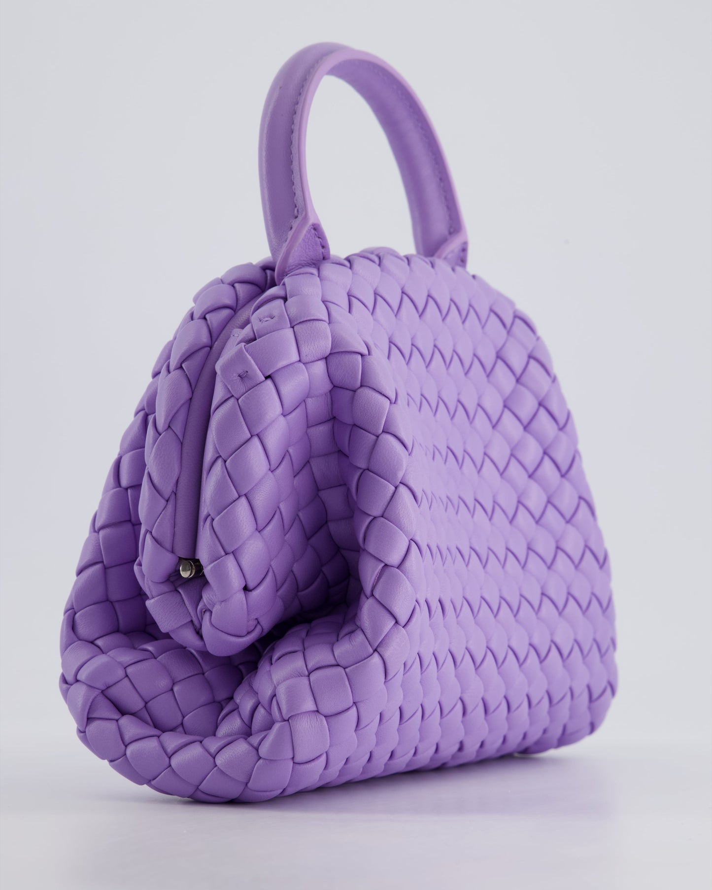 Bottega Veneta Pastel Purple Intrecciato Leather Top Handle Bag with Strap