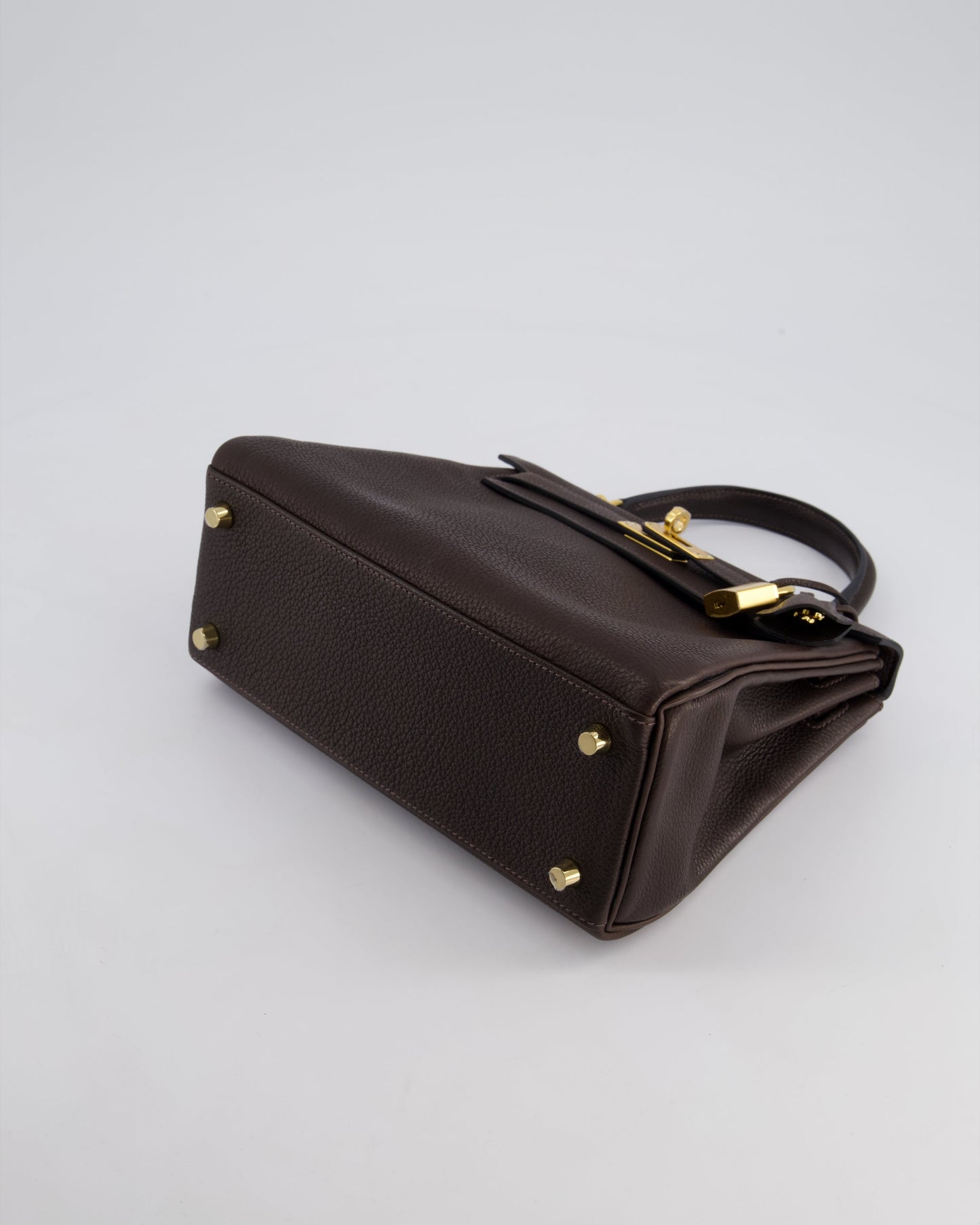 *SUPER RARE* Hermès Kelly Bag 25cm Retourne in Ebene Barenia Faubourg Leather with Gold Hardware