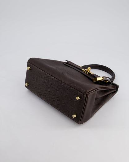 *SUPER RARE* Hermès Kelly Bag 25cm Retourne in Ebene Barenia Faubourg Leather with Gold Hardware