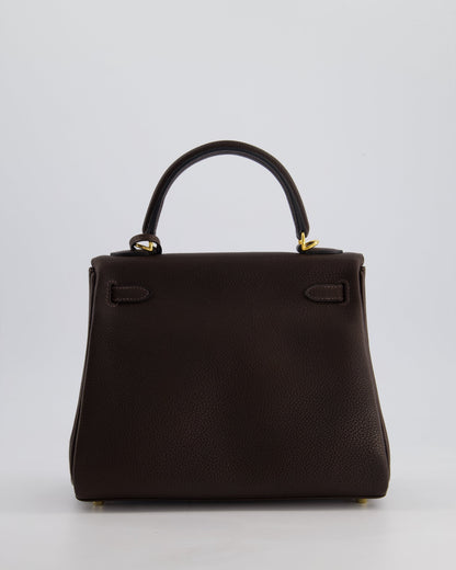 *SUPER RARE* Hermès Kelly Bag 25cm Retourne in Ebene Barenia Faubourg Leather with Gold Hardware