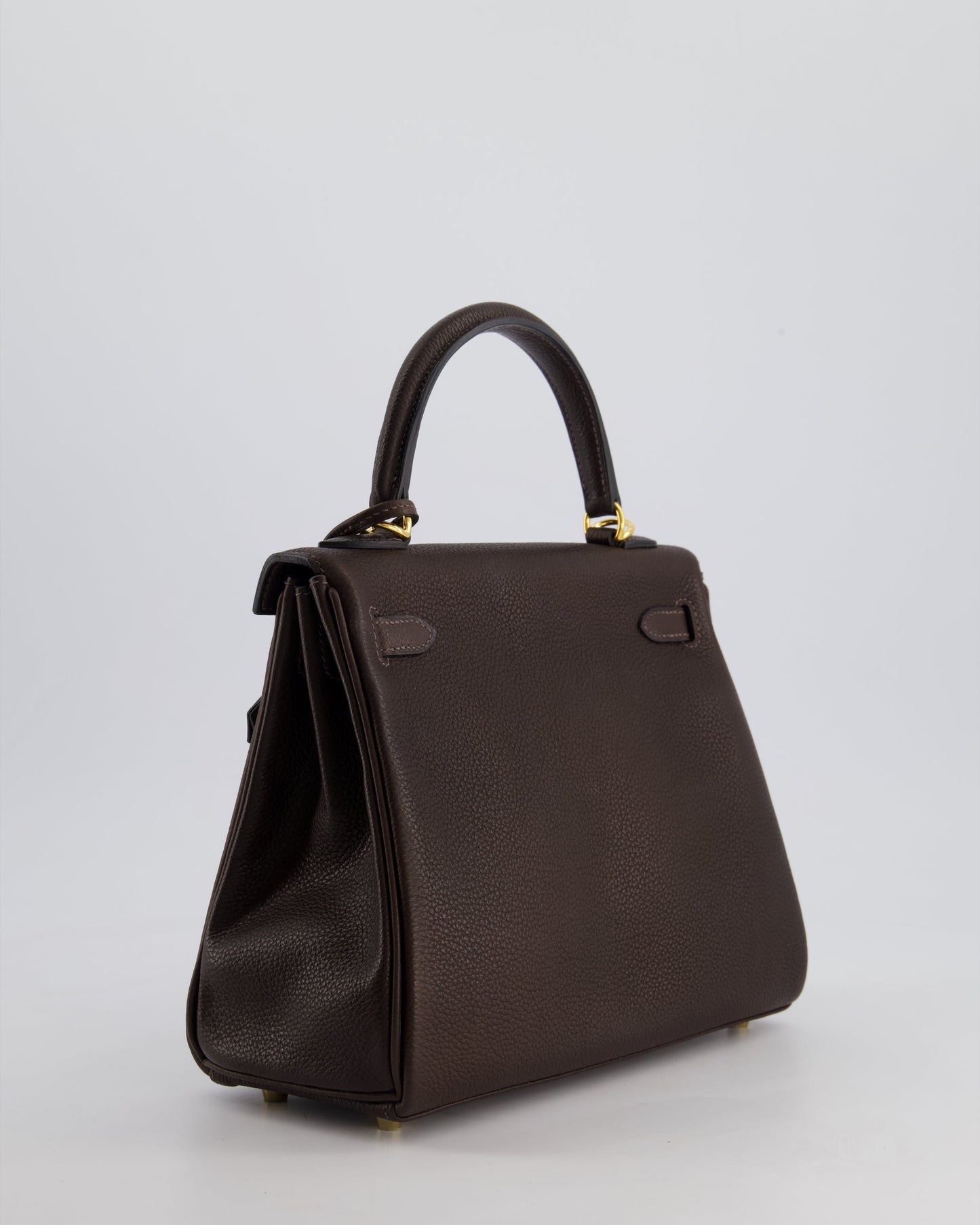 *SUPER RARE* Hermès Kelly Bag 25cm Retourne in Ebene Barenia Faubourg Leather with Gold Hardware