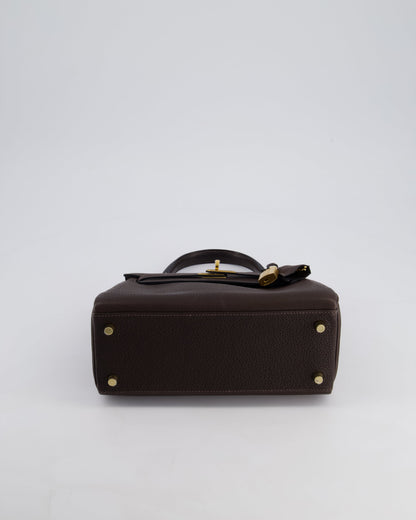 *SUPER RARE* Hermès Kelly Bag 25cm Retourne in Ebene Barenia Faubourg Leather with Gold Hardware