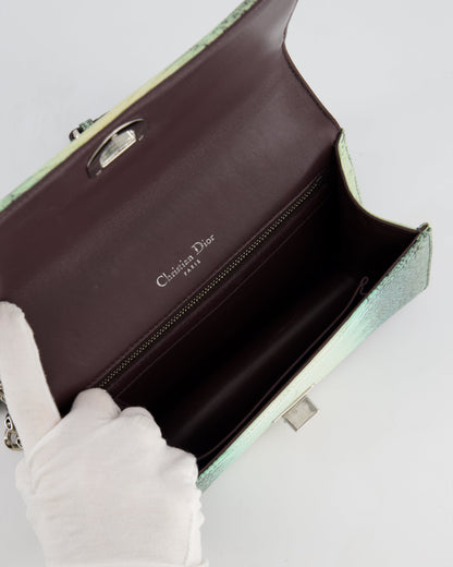 Christian Dior Small Diorama Flap Bag in Light Green Lizard With Silver Hardware