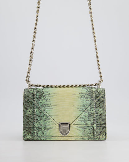 Christian Dior Small Diorama Flap Bag in Light Green Lizard With Silver Hardware