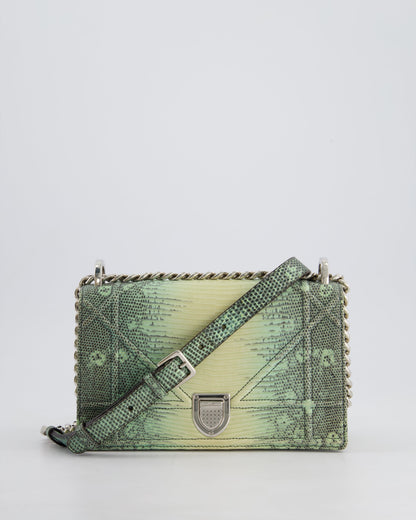 Christian Dior Small Diorama Flap Bag in Light Green Lizard With Silver Hardware