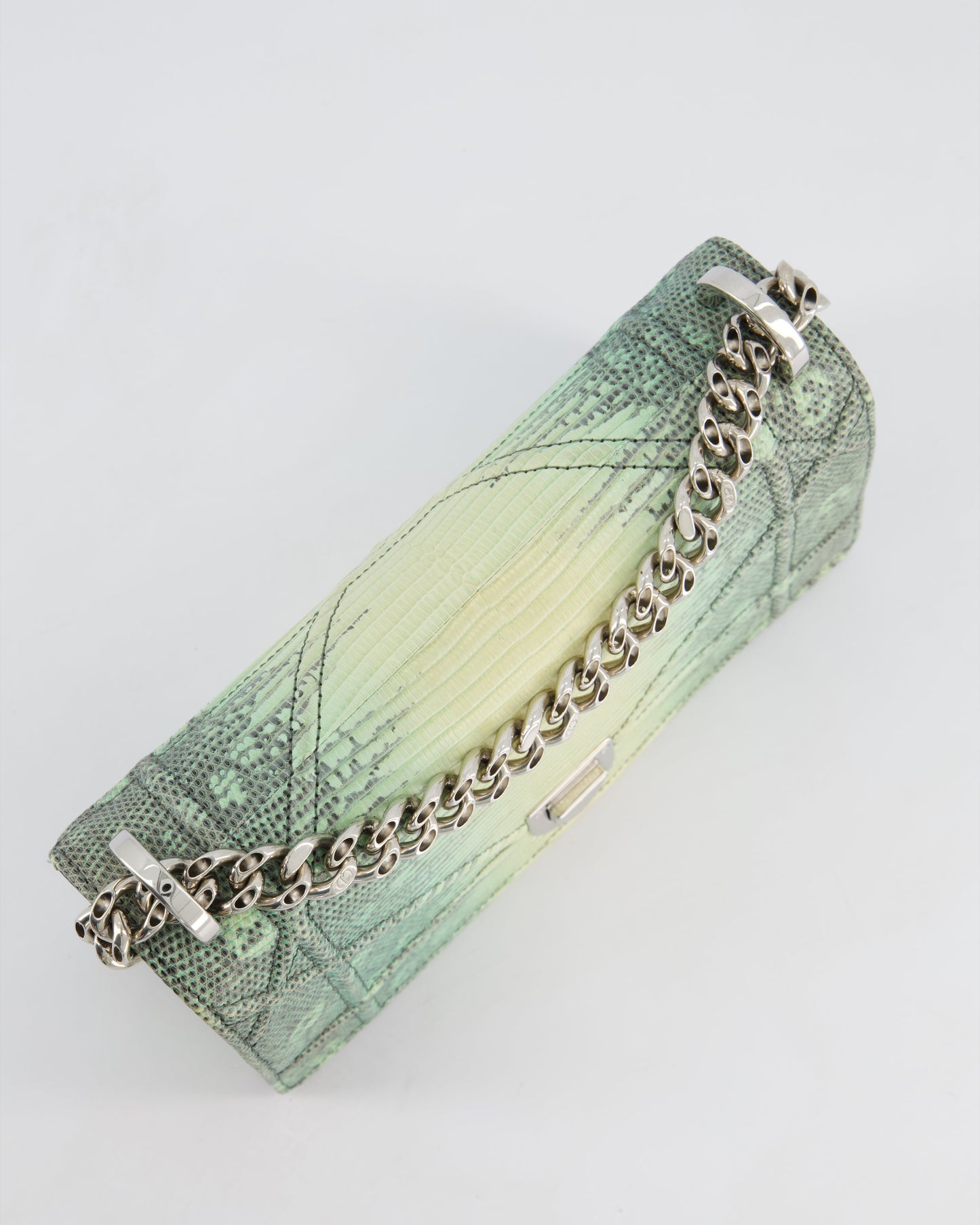 Christian Dior Small Diorama Flap Bag in Light Green Lizard With Silver Hardware