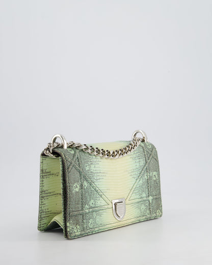 Christian Dior Small Diorama Flap Bag in Light Green Lizard With Silver Hardware