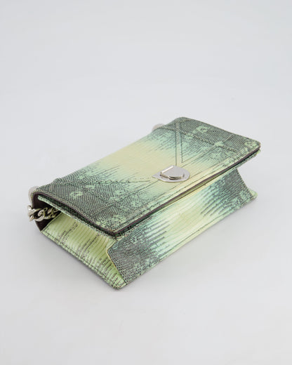 Christian Dior Small Diorama Flap Bag in Light Green Lizard With Silver Hardware