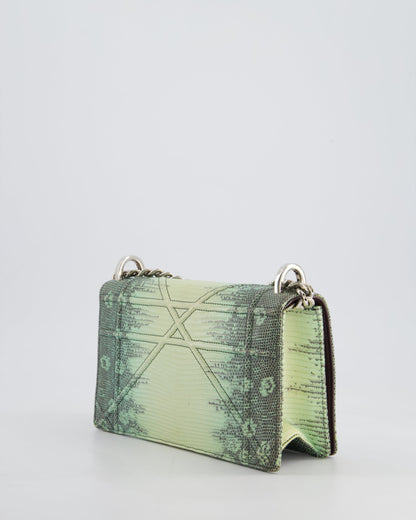 Christian Dior Small Diorama Flap Bag in Light Green Lizard With Silver Hardware