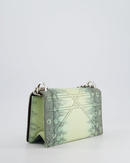 Christian Dior Small Diorama Flap Bag in Light Green Lizard With Silver Hardware