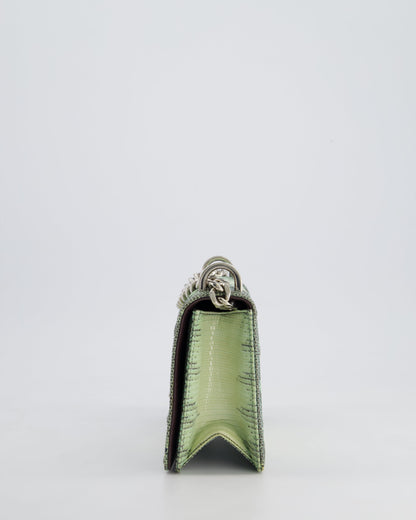 Christian Dior Small Diorama Flap Bag in Light Green Lizard With Silver Hardware