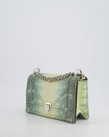 Christian Dior Small Diorama Flap Bag in Light Green Lizard With Silver Hardware