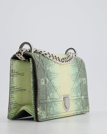 Christian Dior Small Diorama Flap Bag in Light Green Lizard With Silver Hardware