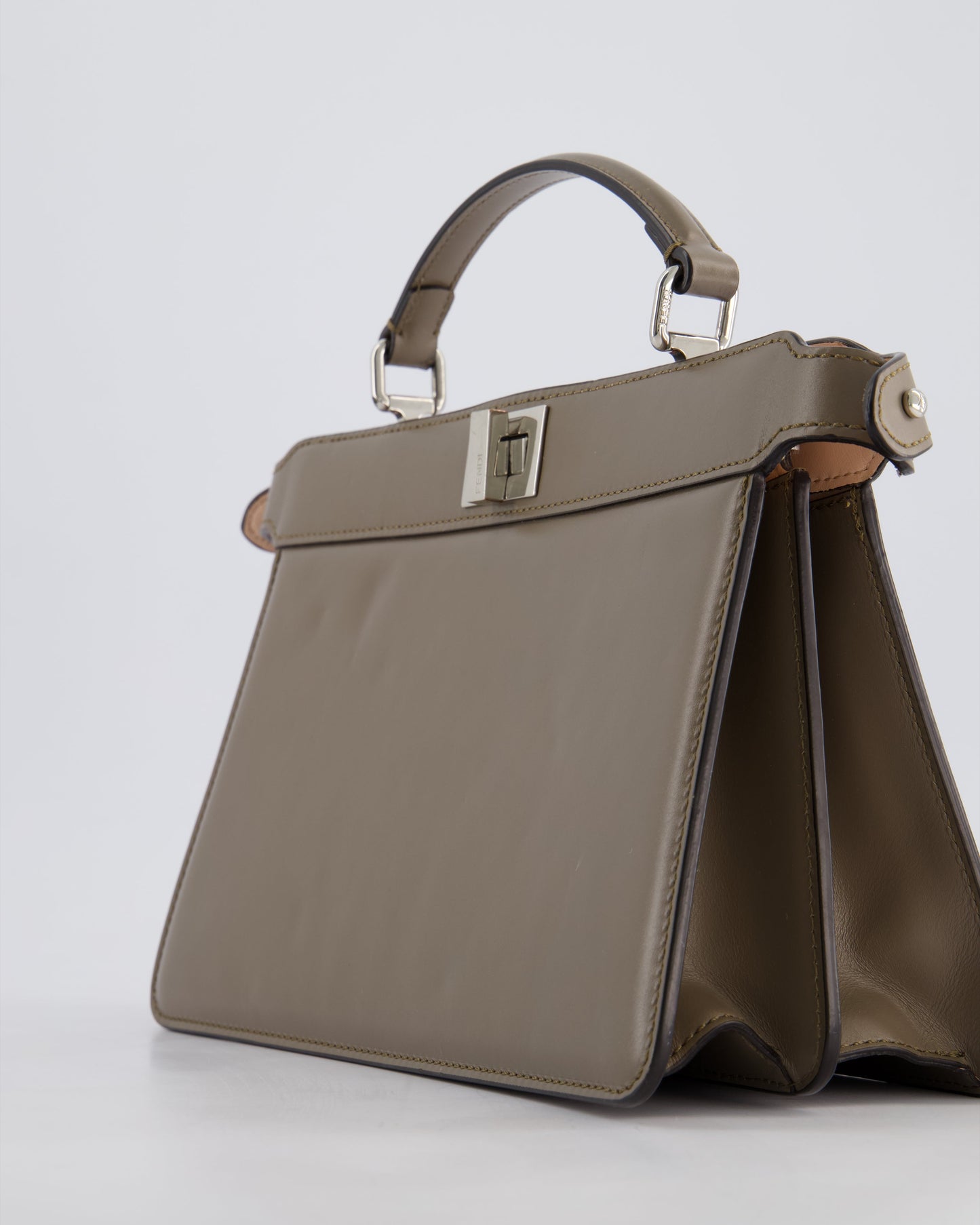 Fendi Light Brown With Pink Interior Leather Small Peekaboo Bag with Silver Hardware