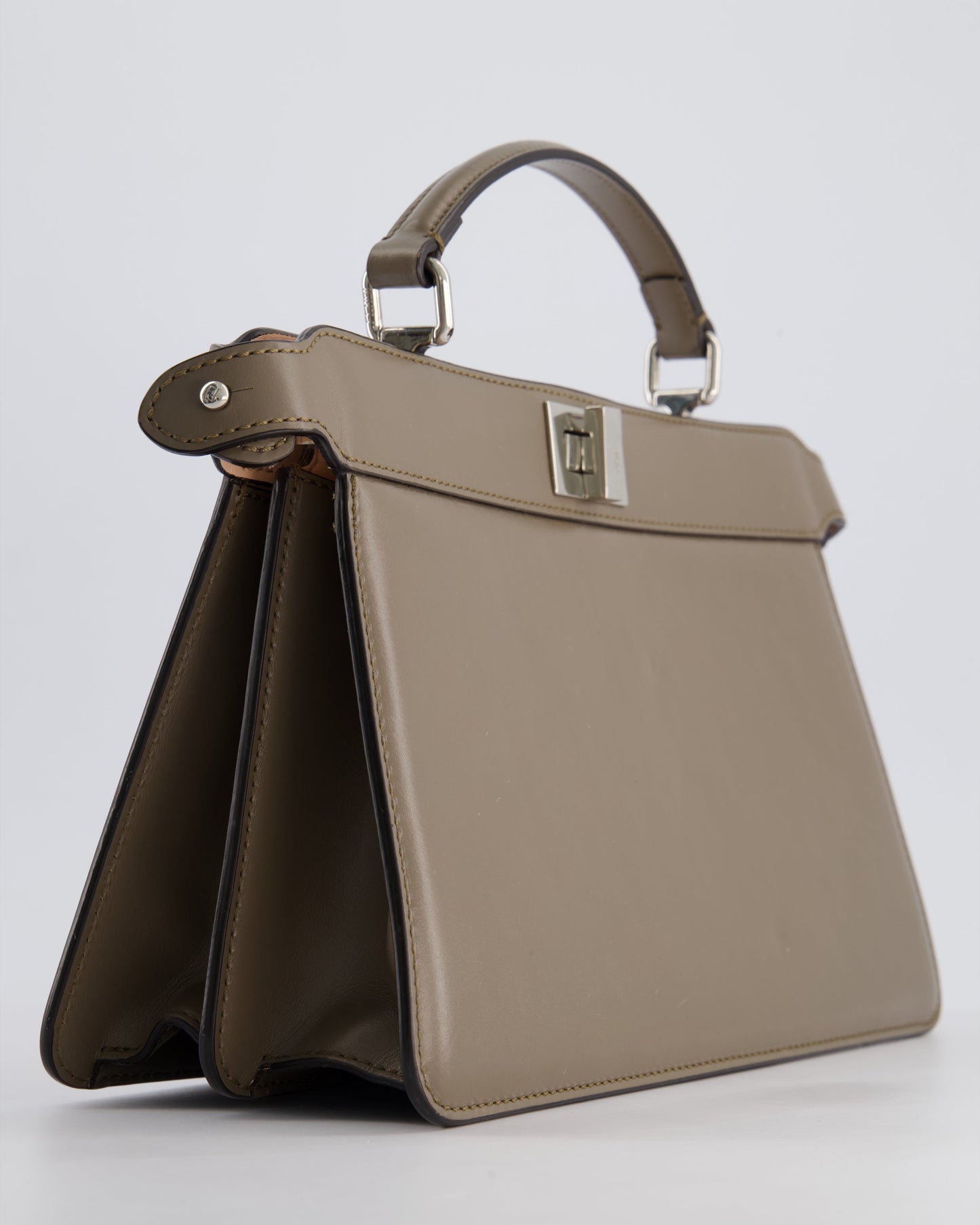 Fendi Light Brown With Pink Interior Leather Small Peekaboo Bag with Silver Hardware