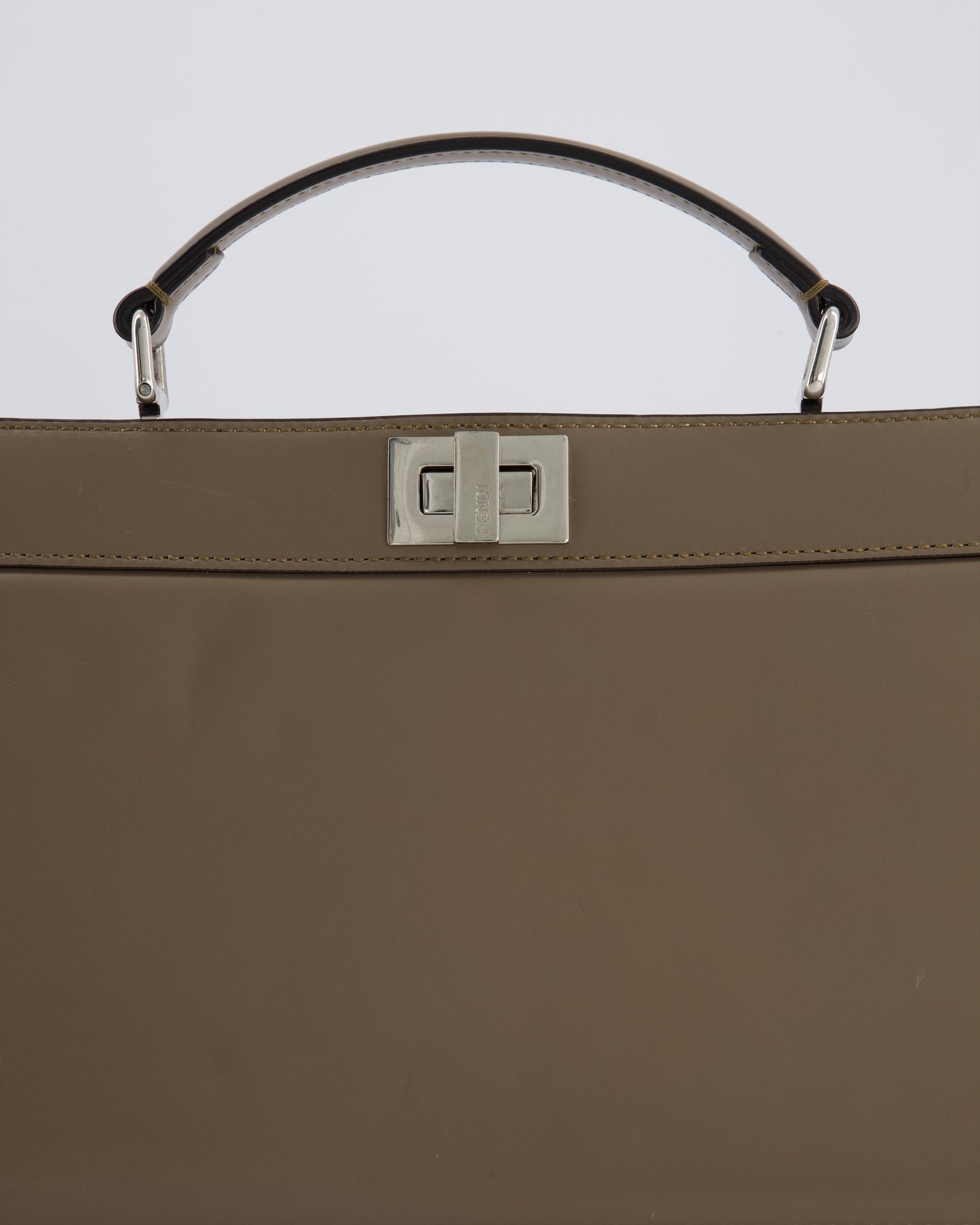 Fendi Light Brown With Pink Interior Leather Small Peekaboo Bag with Silver Hardware