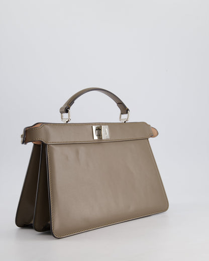 Fendi Light Brown With Pink Interior Leather Small Peekaboo Bag with Silver Hardware