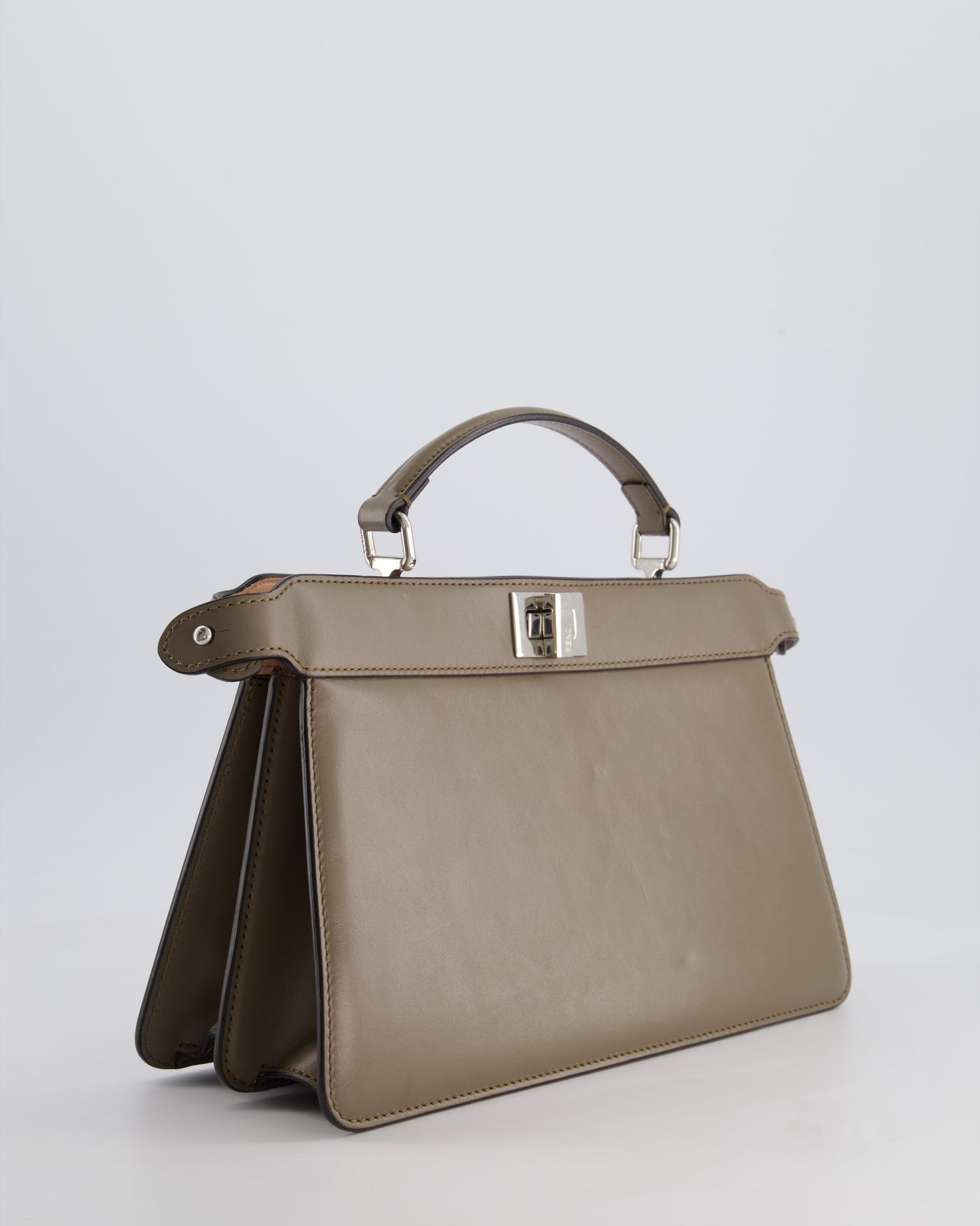 Fendi Light Brown With Pink Interior Leather Small Peekaboo Bag with Silver Hardware