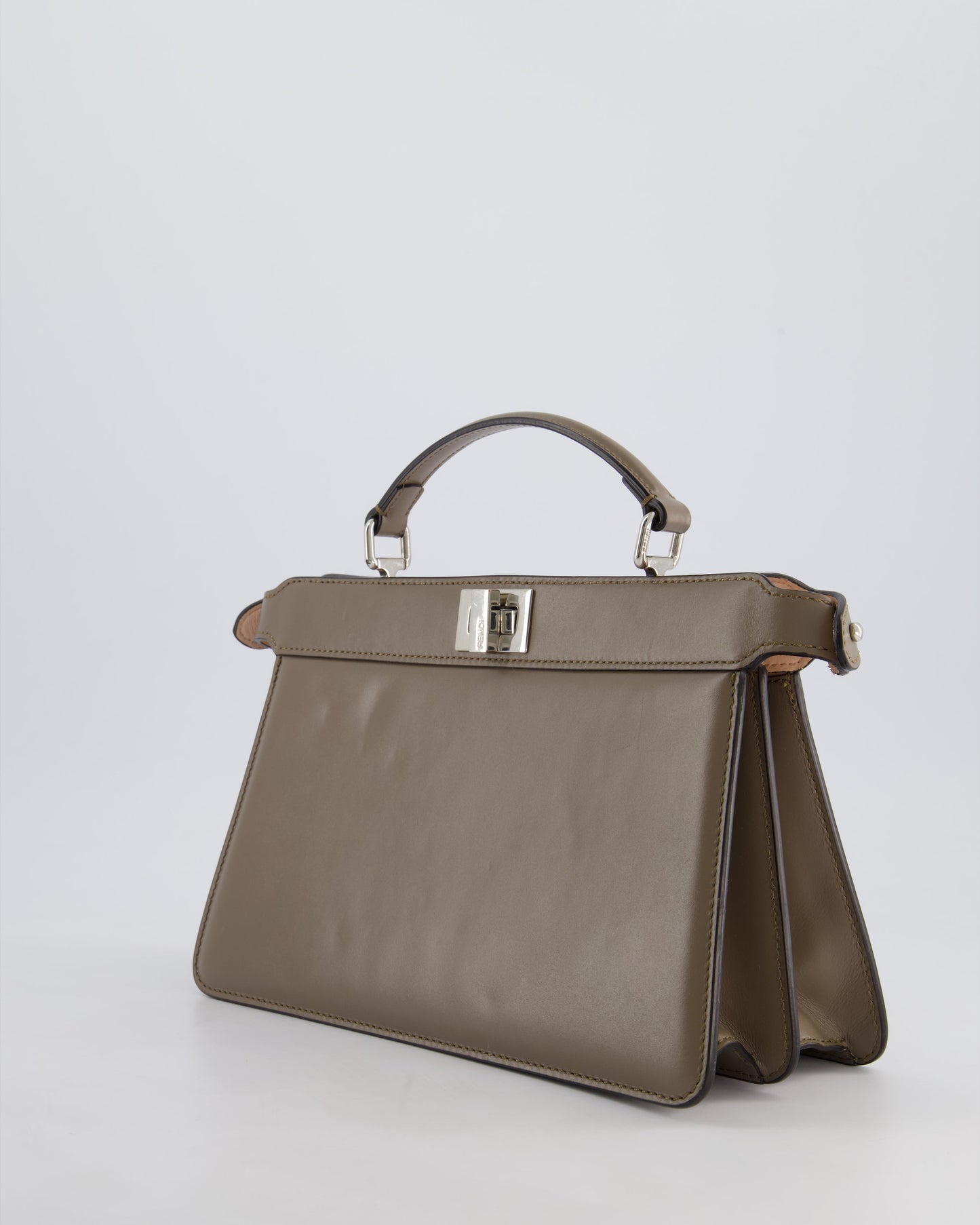 Fendi Light Brown With Pink Interior Leather Small Peekaboo Bag with Silver Hardware