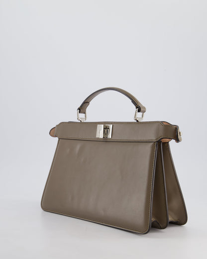 Fendi Light Brown With Pink Interior Leather Small Peekaboo Bag with Silver Hardware