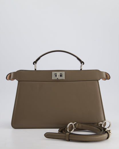 Fendi Light Brown With Pink Interior Leather Small Peekaboo Bag with Silver Hardware
