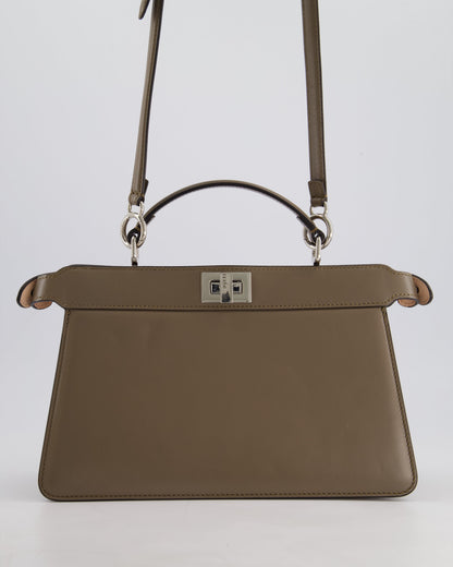 Fendi Light Brown With Pink Interior Leather Small Peekaboo Bag with Silver Hardware