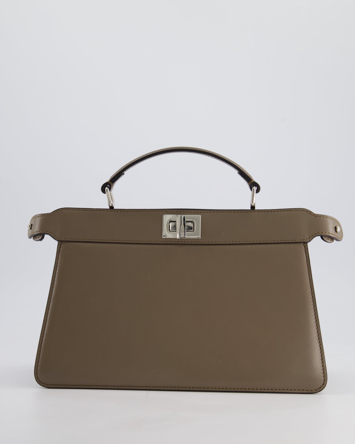 Fendi Light Brown With Pink Interior Leather Small Peekaboo Bag with Silver Hardware